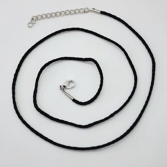 🏖 Black Necklace Braided Twisted Satin Cord with Lobster Clasp Adjustable 3 mm - Picture 2 of 2